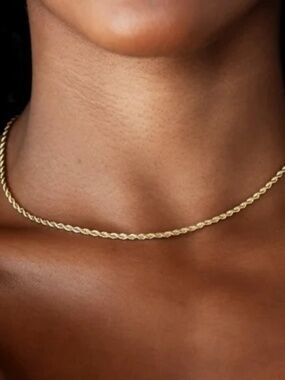 14k Solid Gold Rope Style 18 Inch Necklace Diamond Cut Twisted Chain 3.75 Grams